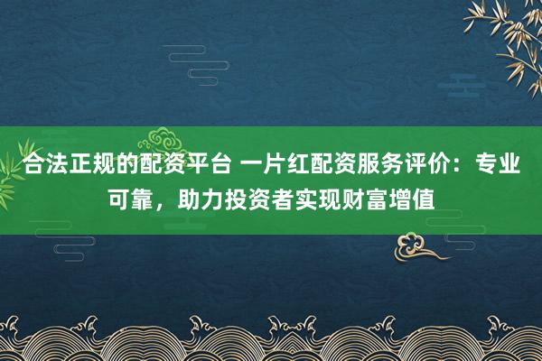 合法正规的配资平台 一片红配资服务评价：专业可靠，助力投资者实现财富增值