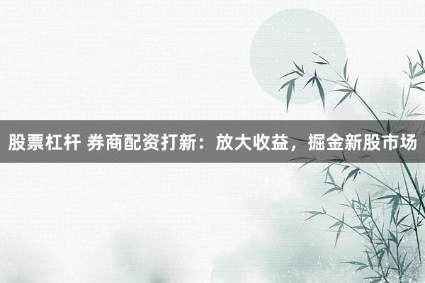 股票杠杆 券商配资打新：放大收益，掘金新股市场