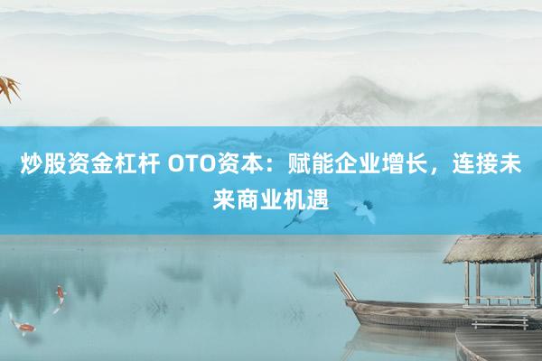 炒股资金杠杆 OTO资本：赋能企业增长，连接未来商业机遇